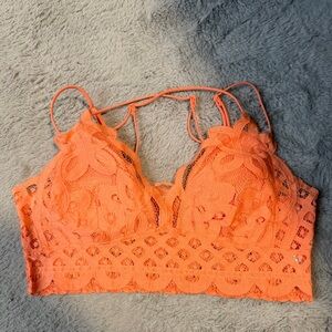 Zenana Lace Bralette Crop Top - coral